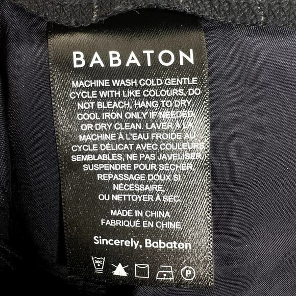 Aritzia Babaton Black Windowpane Patterned Pants Slim Straight Leg High Rise 0 - Picture 6 of 7